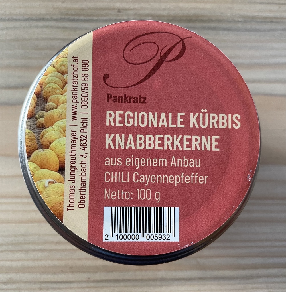 Kürbiskanbberkerne - chili 100g