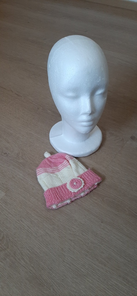 Babymütze rosa-weiß