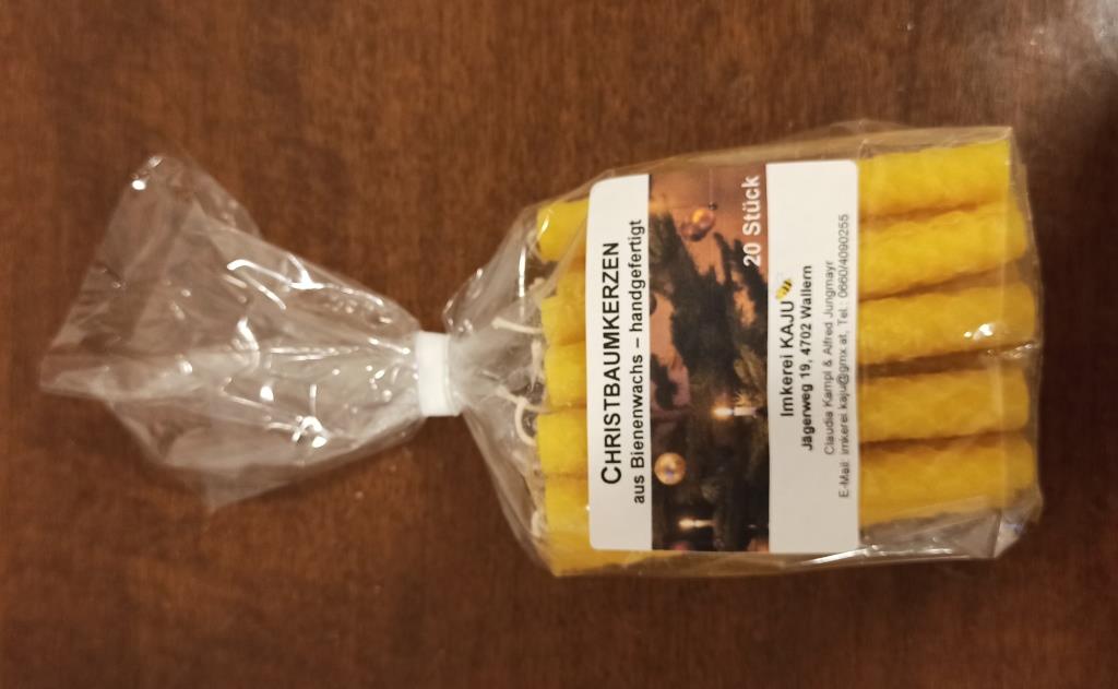 Christbaumkerzen aus Bienenwachs 20 Stück