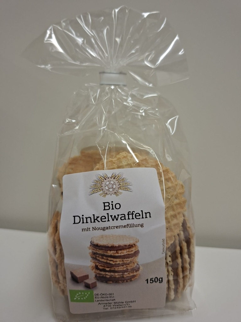 Bio Dinkelwaffeln mit Nougatcremfüllung - 150 g
