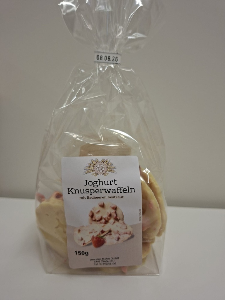 Joghurt Knusperwaffeln mit Erdbeeren bestreut - 150 g